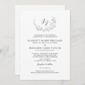 Elegant Botanisch Monogram All-in-One Bruiloft Kaart (Voorkant / Achterkant)