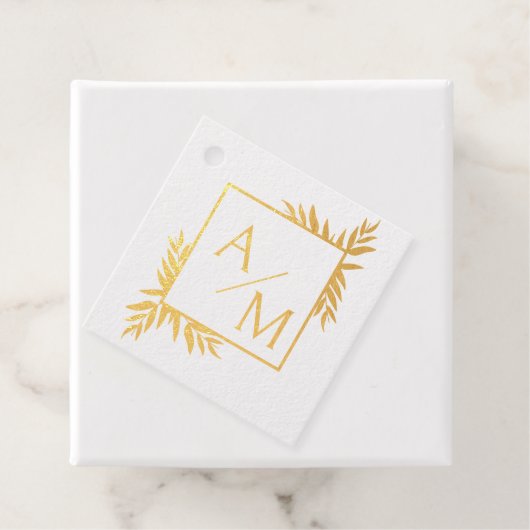 Elegant, botanisch, monogram bedankjes labels (Met doos)