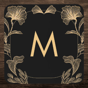 Elegant Botanisch Monogram Bier Onderzetter
