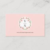 Elegant Botanisch Monogram Crest Roze Foto Visitekaartje (Voorkant)