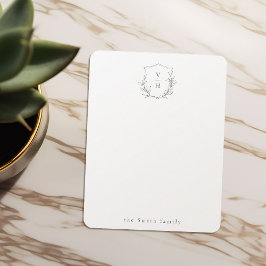 Elegant botanisch monogram gepersonaliseerd Statio Notitiekaartje