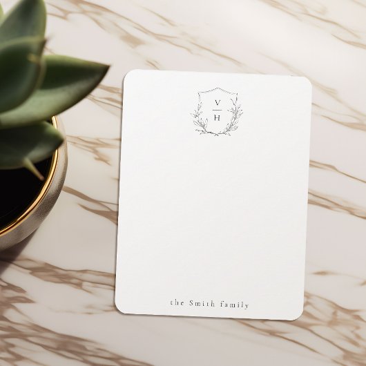 Elegant botanisch monogram gepersonaliseerd Statio Notitiekaartje