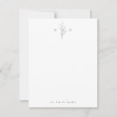 Elegant botanisch monogram gepersonaliseerd Statio Notitiekaartje (Voorkant)