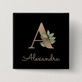Elegant Botanisch Monogram Gouden Letter A Button