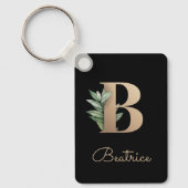 Elegant Botanisch Monogram Gouden Letter B Sleutel Sleutelhanger (Voorkant)
