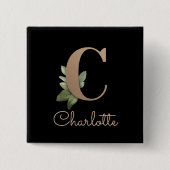 Elegant Botanisch Monogram Gouden Letter C Button (Voorkant)