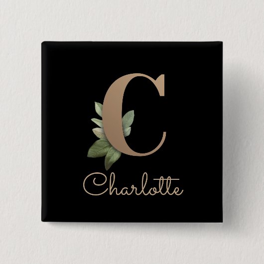 Elegant Botanisch Monogram Gouden Letter C Button (Voorkant)