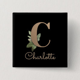 Elegant Botanisch Monogram Gouden Letter C Button