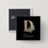 Elegant Botanisch Monogram Gouden Letter D Button (Voorkant /achterkant)