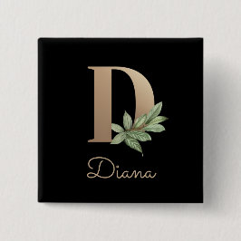 Elegant Botanisch Monogram Gouden Letter D Button