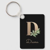 Elegant Botanisch Monogram Gouden Letter D Sleutel Sleutelhanger (Voorkant)