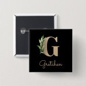 Elegant Botanisch Monogram Gouden Letter G Button (Voorkant /achterkant)