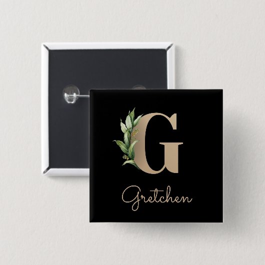 Elegant Botanisch Monogram Gouden Letter G Button (Voorkant /achterkant)