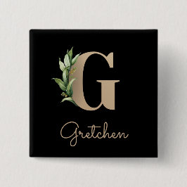 Elegant Botanisch Monogram Gouden Letter G Button