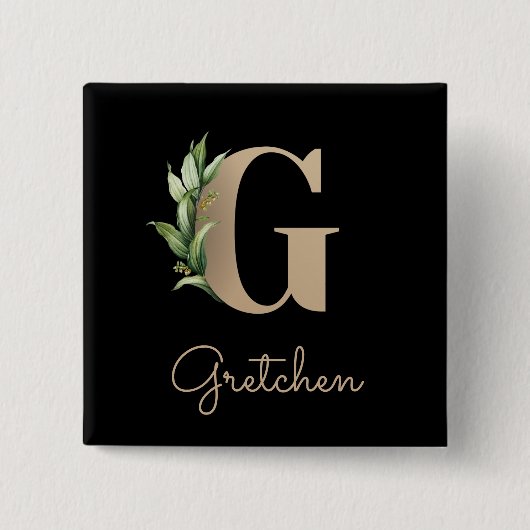 Elegant Botanisch Monogram Gouden Letter G Button (Voorkant)