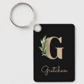 Elegant Botanisch Monogram Gouden Letter G Sleutel Sleutelhanger (Voorkant)