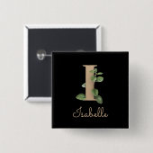 Elegant Botanisch Monogram Gouden Letter I Button (Voorkant /achterkant)