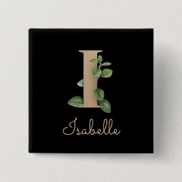 Elegant Botanisch Monogram Gouden Letter I Button