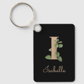 Elegant Botanisch Monogram Gouden Letter I Sleutel Sleutelhanger (Voorkant)