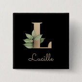 Elegant Botanisch Monogram Gouden Letter L Button (Voorkant)