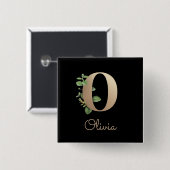 Elegant Botanisch Monogram Gouden Letter O Button (Voorkant /achterkant)