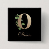 Elegant Botanisch Monogram Gouden Letter O Button (Voorkant)