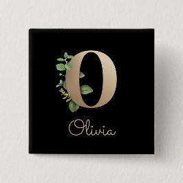 Elegant Botanisch Monogram Gouden Letter O Button