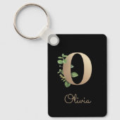 Elegant Botanisch Monogram Gouden Letter O Sleutel Sleutelhanger (Voorkant)