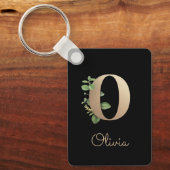 Elegant Botanisch Monogram Gouden Letter O Sleutel Sleutelhanger (Voorkant)