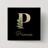 Elegant Botanisch Monogram Gouden Letter P Button (Voorkant)