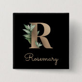 Elegant Botanisch Monogram Gouden Letter R Button (Voorkant)