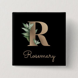 Elegant Botanisch Monogram Gouden Letter R Button
