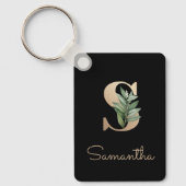 Elegant Botanisch Monogram Gouden Letter S Sleutel Sleutelhanger (Voorkant)