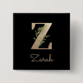 Elegant Botanisch Monogram Gouden Letter Z Button (Voorkant)