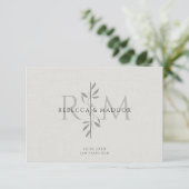 Elegant Botanisch Monogram Huwelijk Bedankkaart (Staand voorkant)