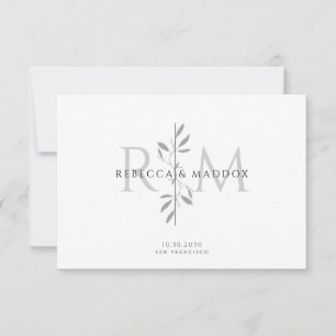 Elegant Botanisch Monogram Huwelijk Bedankkaart