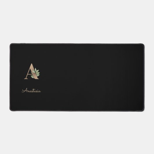 Elegant Botanisch Monogram Letter A Bureaumat (Voorkant)