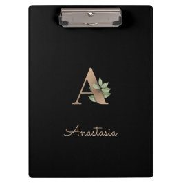 Elegant Botanisch Monogram Letter A Klembord