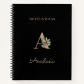 Elegant Botanisch Monogram Letter A Notitieboek (Voorkant)