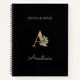 Elegant Botanisch Monogram Letter A Notitieboek