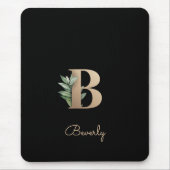 Elegant Botanisch Monogram Letter B Muismat (Voorkant)