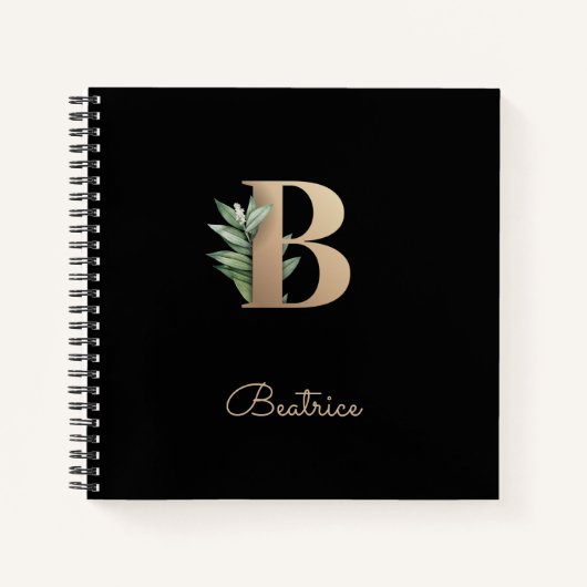 Elegant Botanisch Monogram Letter B Notitieboek (Voorkant)