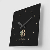 Elegant Botanisch Monogram Letter B Vierkante Klok (Hoek)