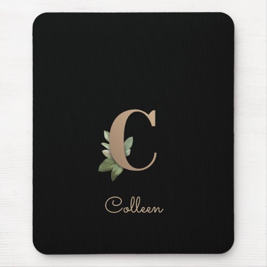 Elegant Botanisch Monogram Letter C Muismat (Voorkant)