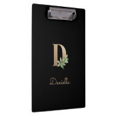 Elegant Botanisch Monogram Letter D Klembord (Rechts)