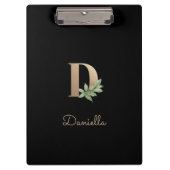 Elegant Botanisch Monogram Letter D Klembord (Voorkant)