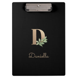 Elegant Botanisch Monogram Letter D Klembord