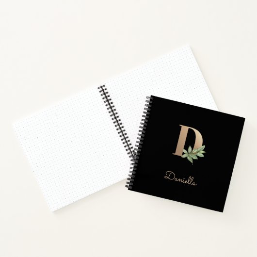 Elegant Botanisch Monogram Letter D Notitieboek (Binnen)