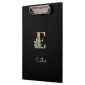 Elegant Botanisch Monogram Letter E Klembord (Links)