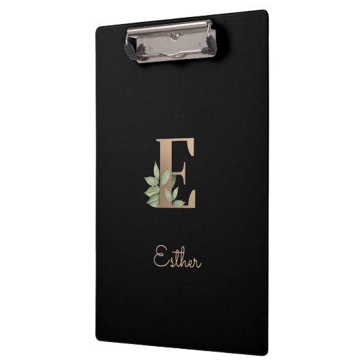 Elegant Botanisch Monogram Letter E Klembord (Links)